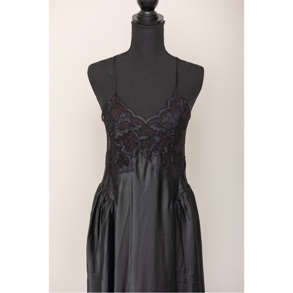 80s Black Lace See Through Natori Nightgown Saks Fifth Avenue Size M-L - Picture 4 of 7